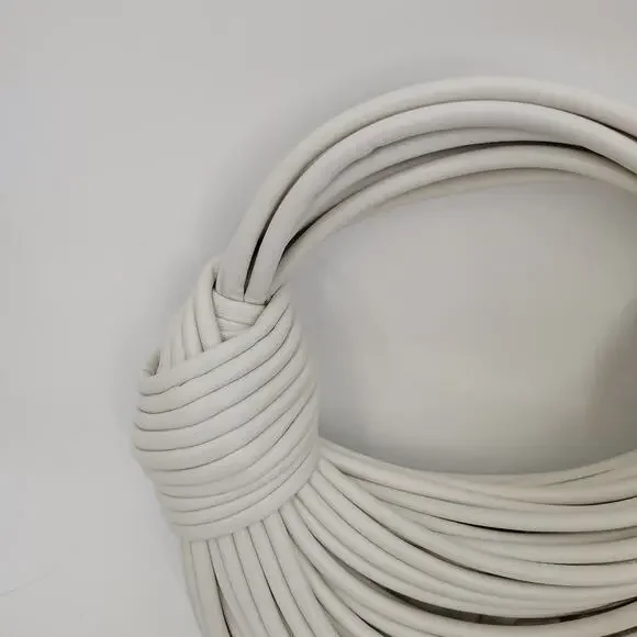 Tiffany & Fred Smooth Leather String Cord Knot Statement White Shoulder Bag - Picture 14 of 16